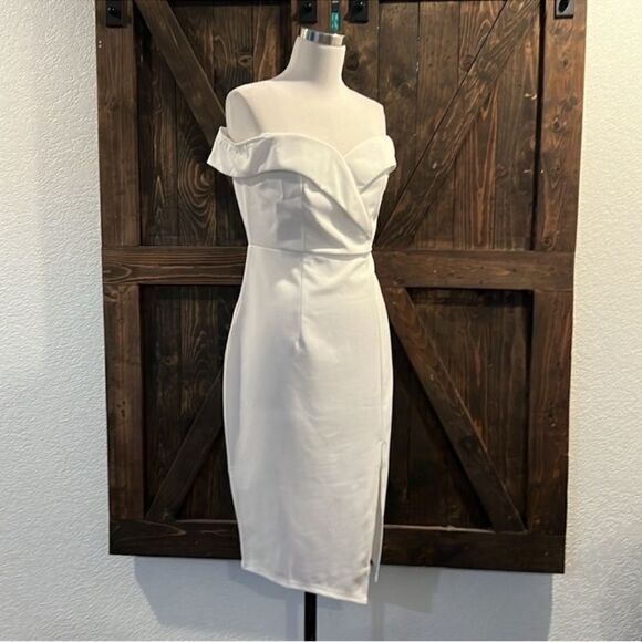 NWT Off The Shoulder Dresses Wedding Guest Cocktail Party Bodycon Split Dress - Picture 5 of 13